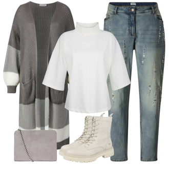 Stiefel Outfits Plateau mit Grau Mustang "Cool für die Freizeit"