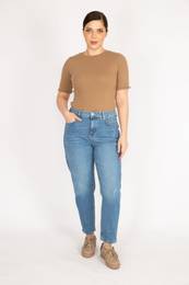 ans Women's Blue Plus Size Ripped Detail High Waist Jeans