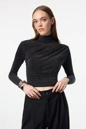 Anthracite Glitter Knitted Blouse