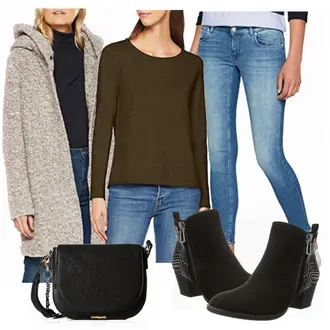 Outfit mit Schwarz Schultertasche Desigual "Amazon today"