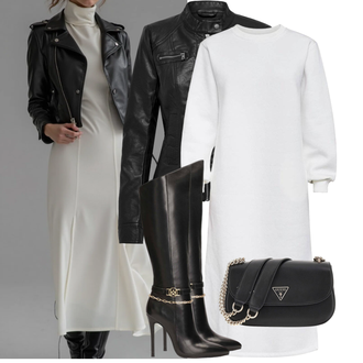 Opstaande kraag Outfit met rood/zwart Jas met Zijrits/Motorjas/Leren Jas/KunstLeren Jas Only "Modieuze lente-outfit"