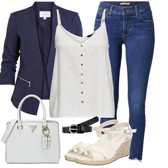 Standesamt Outfit Casual Trauzeugin mit Creme/Beige/Weiß Sandalen Mit Keilabsatz/Kork Sandale Mit Keilabsatz/Espadrille-Sandale/Espadrille Mit Keilabsatz/Sommer Schuh/Wedge Schuh About You "Outfit für den Sommer"Look: Uni, Bad Taste, Casual, Schick, Coole, Elegant