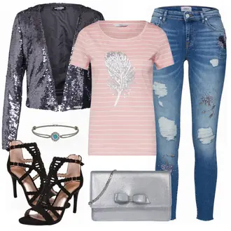 Outfit mit Schwarz High Heel/Sandalette Bullboxer "Fashion Union"