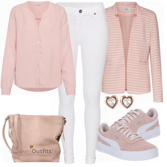 Outfit met wit Sneaker Puma "ONLY Blouse"