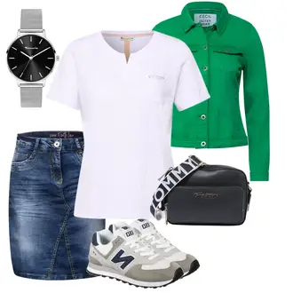 Outfit mit Grün Jeansjacke CECIL "Cooler Look Für Den Frühling"