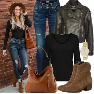Herbst Outfits Coole mit Dunkelblau/Blau/Türkis Lederjacke/Herren Lederjacke LTB Jeans "Modisches Freizeit Outfit"Look: Stil, Empire, Trendige, Moderne, Western, Coole, Cowgirl, Schön, Nahtlos