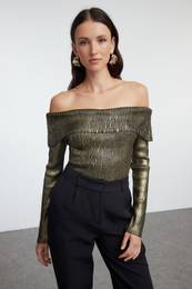 Gold Carmen Collar Gilded Knitwear Sweater