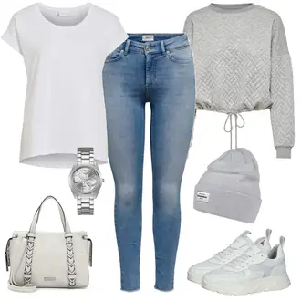 Outfit mit Weiß/Creme Sneaker Low/Plateau-Sneaker/Sommer Sneaker/Teddy Sneaker/Sneaker Mit Lochmuster/Chunky Sneaker Steve Madden "Sportlicher Alltagslook"