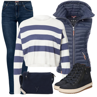 Outfit mit Blau/Dunkelblau/Hellblau Lederjacke/High Waist Jeans/Low Rise Jean/Low Waist Jean/Push up Jeans/Slim Fit Jeans/Cuir Chaussures/Thermojeans/Winterjacke Only "Outfit Für Den Herbst"