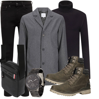 Schlichte Outfit mit Schwarz Knöchelstiefel/Biker Jeans/Cropped Jeans/Jeans mit Schlitz/Push up Jeans/Lederjacke/Slim Fit Jeans/Leder Schuhe/Thermojeans/Herren Lederjacke levi's ® "Business Outfit"Look: Uni, Coole, Moderne, Old Money, Outdoor, Smart Casual, Schlichte