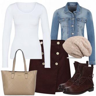 Warme Outfit mit Beige/Braun/Lila/Khaki/Weiß Hut Ohrenwärmer/Kopfbedeckung/Winter Mütze/Mütze styleBREAKER "HerbstLook"