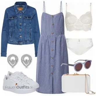 Gestreift Outfit mit Sommerkleid/Baumwollkleid Only "Auffälliger Sommer Look"