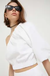 Lanena bluza bela barva