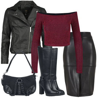 Rock Outfits Winter mit Schwarz/Blau Stiefel Mit Reißverschluss/Motorradstiefel/Kniehoher Stiefel/Biker Boot/Reitstiefel/Langer Stiefel/Weitschaftstiefel REFRESH "Frühlings Outfit"