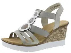 Rieker 65540 Damen Sandalen, Sandaletten, Sommerschuhe grau (Grey/Fango-Silver/Altsilber/Argento / 40), EU 38