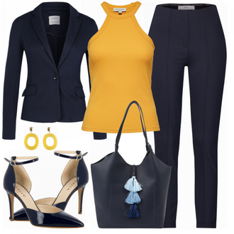 Outfit met blauw Broek Brax "EVITA"