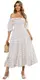 R.Vivimos Damen Square Neck Blumen Slim Fit Puffärmel Kleider Cottagecore Lange Midi Kleid(M,Weiß#2-Blumen)