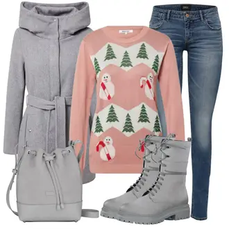 Silvester Outfits mit Rosa/Lila Strick Große/Weihnachtspullover/Pullover Bedrucken/Sweatmode About You "Silvester Outfit"