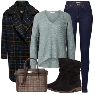 Outfit mit Dunkelblau Lederjacke/High Waist Jeans/Push up Jeans/Leder Schuhe/Thermojeans/Herren Lederjacke/Winterjacke Tommy Hilfiger "Elegantes Herbst Outfit"