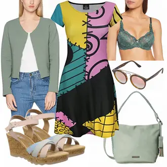 Party Outfits Hippie mit Lila/Rosa Hippie Kleid/Bedrucktes Kleid/Vokuhila Kleid/Afrikanisches Kleid/Wickelkleid/Tunika Kleid/Jerseykleid/Rock''n''roll Kleid Disney "Disney"Look: Ethno, Hippie, Overdressed