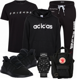 Outfit mit Schwarz Schultertasche Fjällräven "Street Style Outfit"