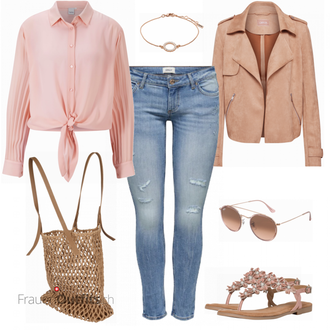 Outfit mit Beige Cartoon "Schčner Freizeitlook"