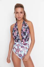 enske enodelne kopalke Waist Button Detailed