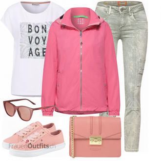 Outfit mit Rosa/Beige/Blau Sneaker Tommy Hilfiger "Frühlingsoutfit"