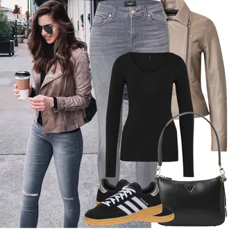 Kombinacije za festival sa Crna Duga košulja/Obični top/Dugi top/Majica dugih rukava/pletena košulja Only "Proljetni Outfit"