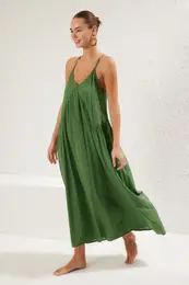 Green Maxi Woven Accessory Beach Dress