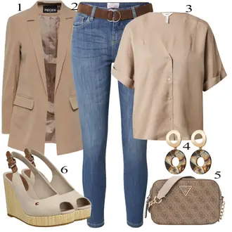 Lyocell Outfit sa Bež/Smeđa/Siva/Kaki Bluza i Tunika/Bluza Veći Broj Object "Tvoj otmjeni outfit"