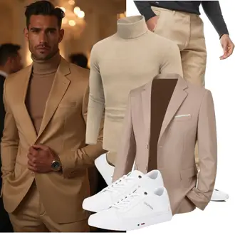 Business Outfits Schön mit Khaki/Beige/Braun Indicode "Business Outfit"Look: Smart Casual, Nahtlos, Coole, Moderne, Schön, Casual