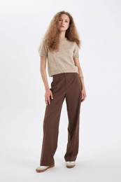 Standard Length Trousers Wide Leg Wide Leg Basic Plain High Waist