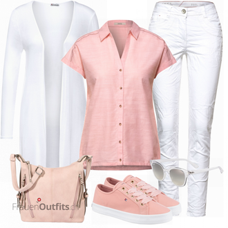 Outfit mit Rosa/Beige/Blau Sneaker Tommy Hilfiger "Lässiger Freizeit Look"