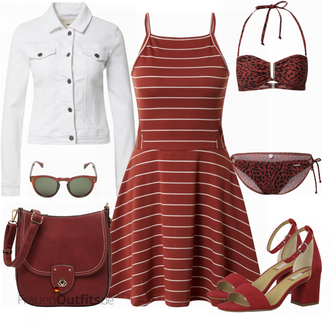 Gestreift Outfit mit Rot/Braun/Orange Kleid Große Größe/A-Linien Kleid/Lässiges Kleid/Fit & Flare Kleid/Neckholder Kleid/Hochgeschlossenes Kleid/Jerseykleid/SkaterKleid/Ärmelloses Kleid/Sommerkleid Only "Cool für die Freizeit"