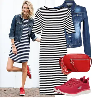 Frühlings Outfits Schön mit Blau/Dunkelblau/Hellblau Kurze Jeansjacke "Frühlingsoutfit für Damen"Look: Casual, Classic, Western, Coole, Uni, Mom, Moderne, Schön, 90er, Workwear