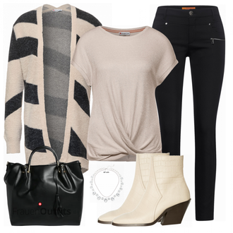 Outfit mit Rosa/Beige/Blau Stiefel VERO MODA "Modernes Business Outfit"