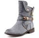 Fusskleidung Damen Stiefeletten Schlupf Stiefel Biker Boots Warm Gefüttert Blau EU 38