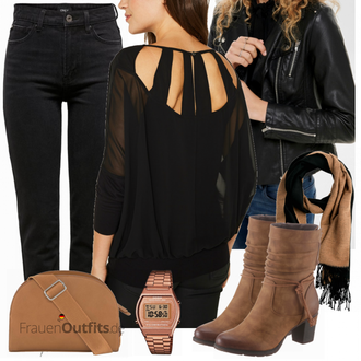 Outfit mit Grün Stiefel Rieker "Outfit für den Herbst"