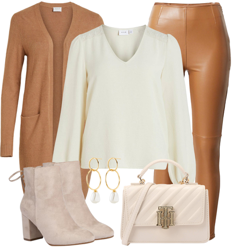Beige/Braun High Heels Stiefelette/Schnürstiefelette/Gefütterte Stiefelette/Sommerstiefelette/Winter Stiefelette About You kombinieren mit Weiß Schmuck INYATI