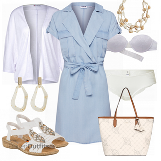 Outfit mit Hellblau/Blau Kleid Große Größe/Tunika Noisy may "Auffälliger Sommer Look"