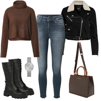 Urlaub Outfits Old Money mit Blau/Dunkelblau Lederjacke/Knöchelstiefel/Biker Jeans/High Waist Jeans/Jeans mit Schlitz/Push up Jeans/Slim Fit Jeans/Schlupfjeans/Leder Schuhe/Thermojeans/Herren Lederjacke/Winterjacke Only, Grau/Silber Kettenuhr/Uhrwerkzeug/Armbanduhr Daniel Wellington "Stylishes Freizeitoutfit"Look: Uni, 90er, Coole, Disco, Moderne, Schön, Old Money, Nahtlos, Metal, Burlesque, Classic, Cowgirl, Büro, Steampunk, Retro, 80er