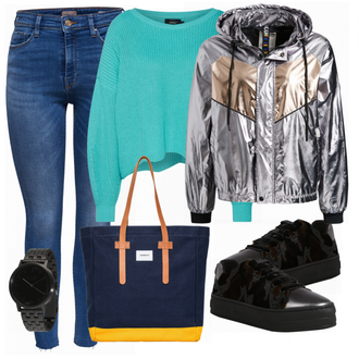 Outfit met grijs Khujo "TOM TAILOR DENIM"
