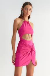 X Zeynep Tosun Pink Chain Detailed Cut Out Body