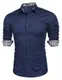 COOFANDY Trachtenhemd Herren Langarm Baumwolle Freizeit Business Kariertes Slim Fit Hemden Blau L