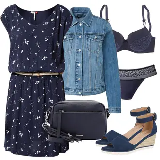 Outfit mit Dunkelblau/Blau Kleid Große Größe/Tunika/Kleid mit Gürtel/Lässiges Kleid/Etuikleid/Ärmelloses Kleid/Sommerkleid Ragwear "Outfit für den Frühling"