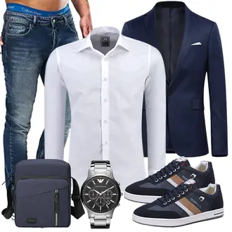 Business Outfits Leger mit Schwarz ARRIGO BELLO "Business Outfit"Look: Casual, Coole, Sportlich, GoGo, Goa, Chill, Leger, Business