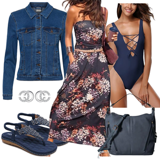Outfit mit Schwarz Strandtuniken/Strand-Accessoire/Beachwear SEBOWEL "Perfekt für den Sommer"