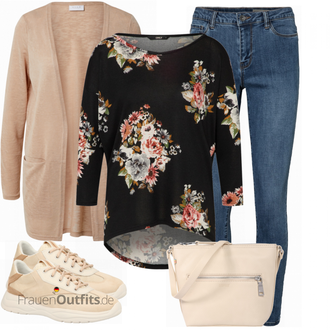 Outfit mit Rosa/Beige/Blau Sneaker Geox "Praktischer Look"