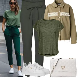 Carina Outfit sa Bijela/Bež Tenisica s platformom Puma "Proljetni Outfit"